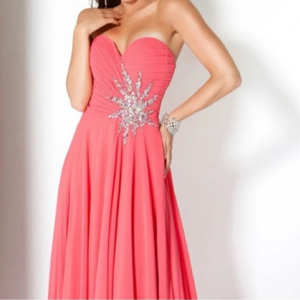 Elegant Strapless Pink Dress with Embellishment (light pink picture is for fit)